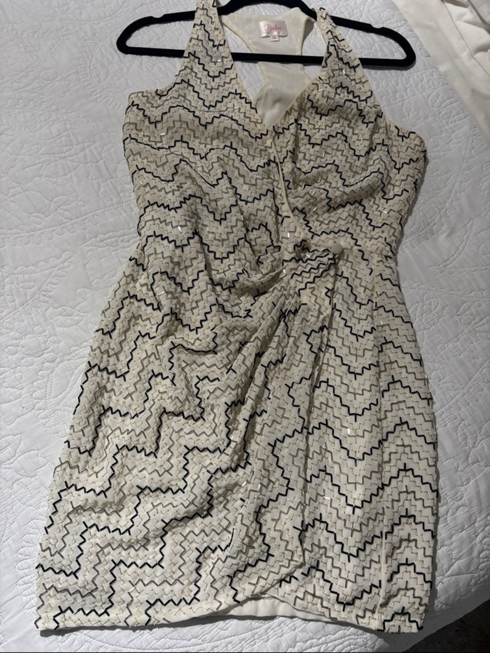 Beaded Cream Mini Dress